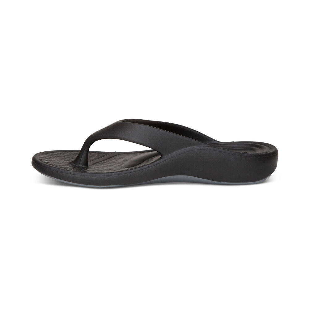 Aetrex Women's Maui Flip Flops - Black | USA Q5QHVTN